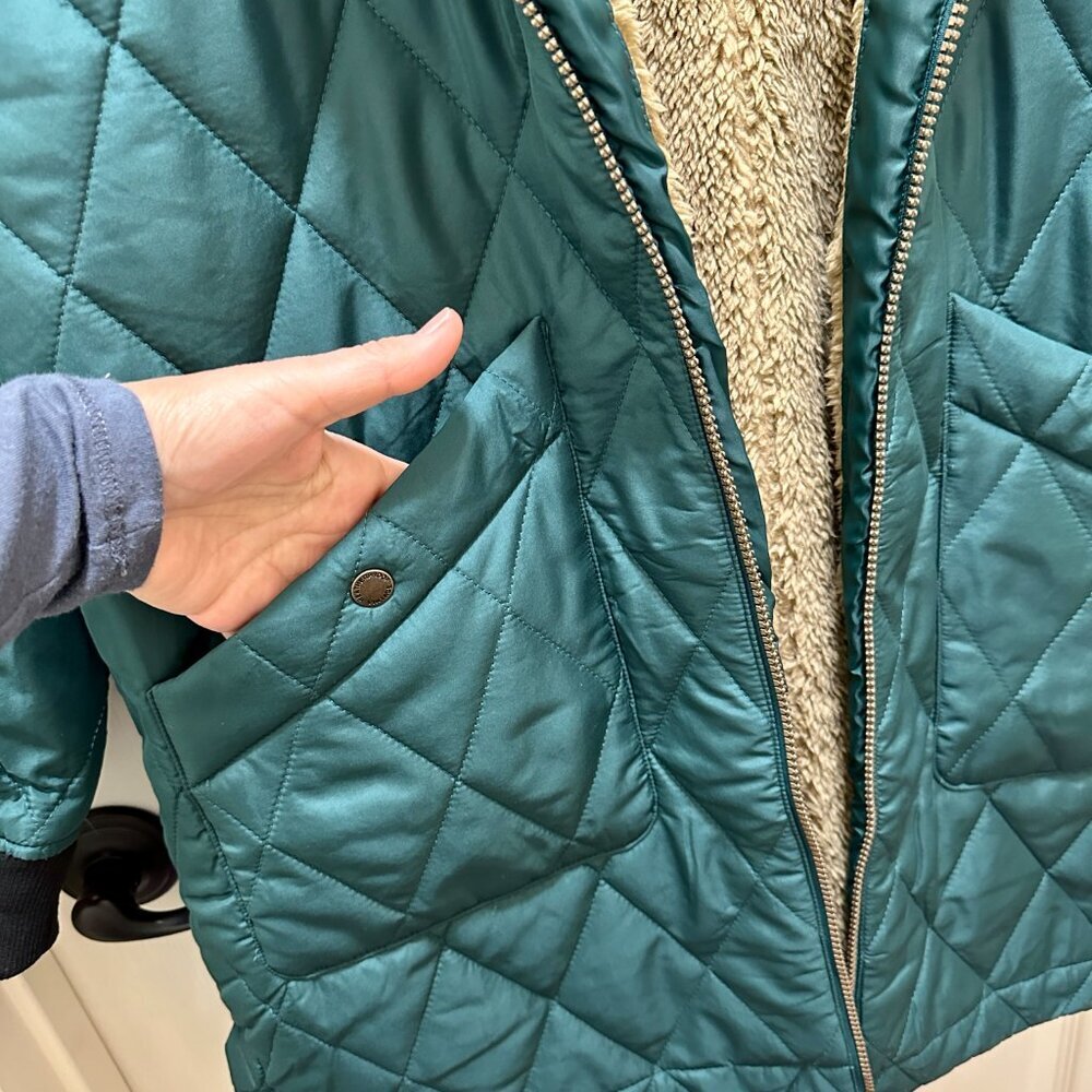 Weatherproof Women's Quilted Parka Jacket Coat Sherpa Lined Size M Green (NEW) - Picture 7 of 14